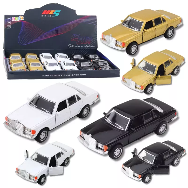 LEAN TOYS classic car metaal gemotoriseerd licht en geluid openende deuren mix