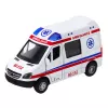 LEAN TOYS ambulance metaal pull-back gemotoriseerd licht en geluid wit 1:32
