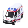LEAN TOYS ambulance metaal pull-back gemotoriseerd licht en geluid wit 1:32