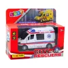 LEAN TOYS ambulance metaal pull-back gemotoriseerd licht en geluid wit 1:32