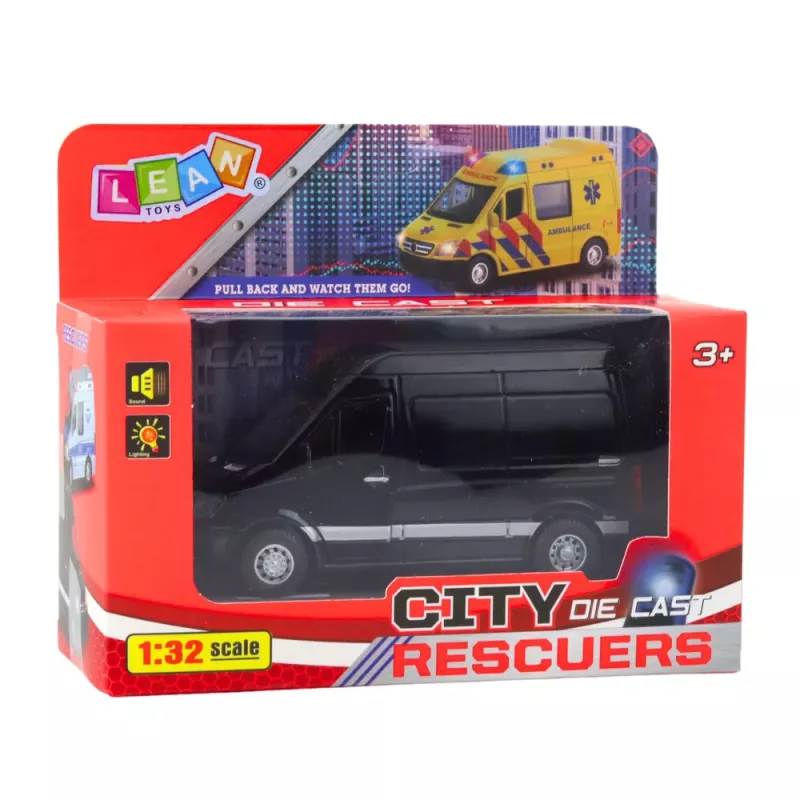 LEAN TOYS metal sounds bestelwagen zwart