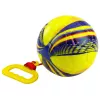 LEAN TOYS schuimbal aan een touw met trekhandgreep geel 14cm