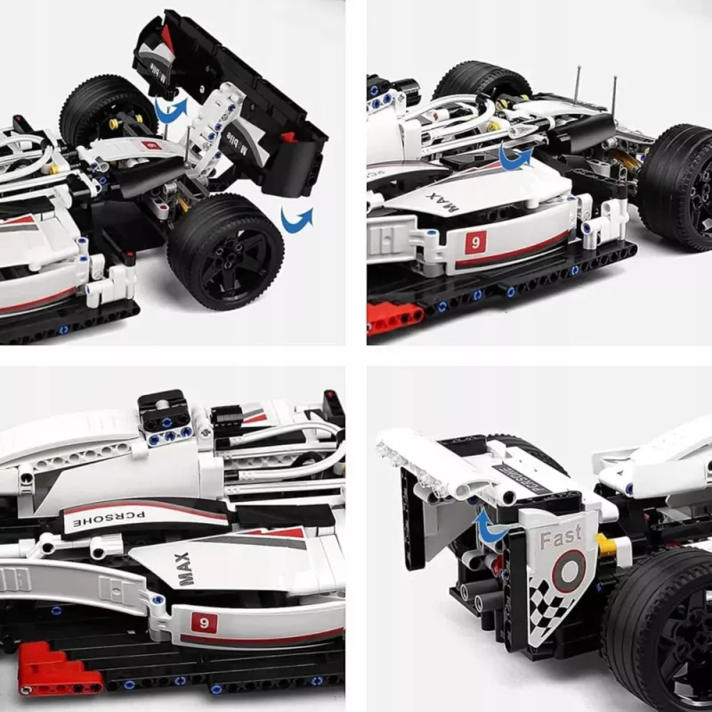 LEAN TOYS Bouwstenen F1 Racewagen Wit en Rood 1235 stuks