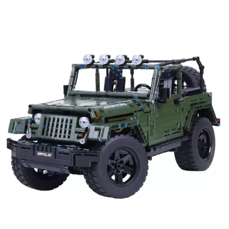 LEAN TOYS Bouwstenen Offroad-auto Groen Khaki 2078 onderdelen