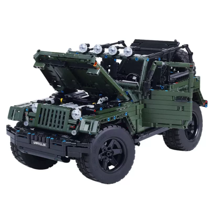 LEAN TOYS Bouwstenen Offroad-auto Groen Khaki 2078 onderdelen