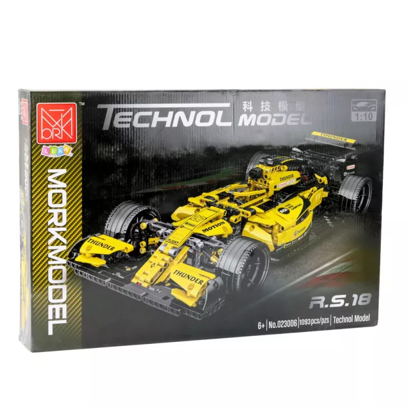 LEAN TOYS Bouwstenen Racewagen R.S.18 Geel 1:10 1093 onderdelen