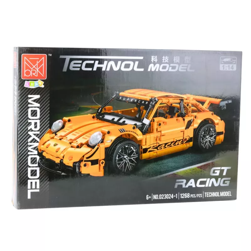 LEAN TOYS Bouwstenen GT Racewagen Oranje 1:14 1268 stuks