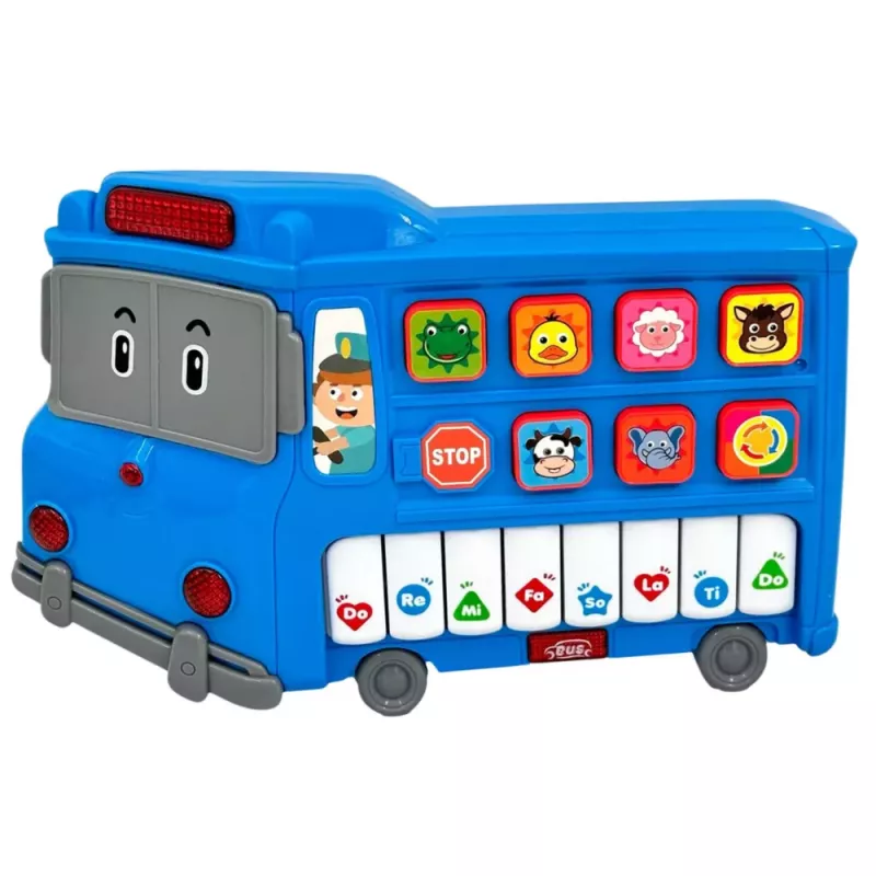 LEAN TOYS Elektrische piano Leerspeelgoed voor peuters Blauwe bus
