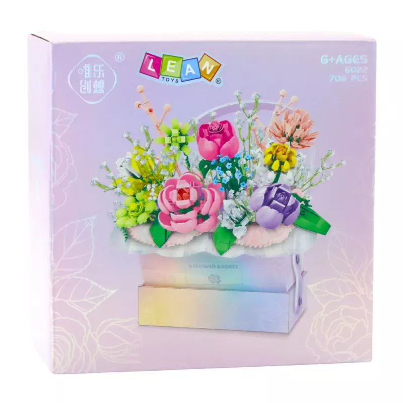LEAN TOYS bouwstenen compositie in bloembak lila LED 706 onderdelen