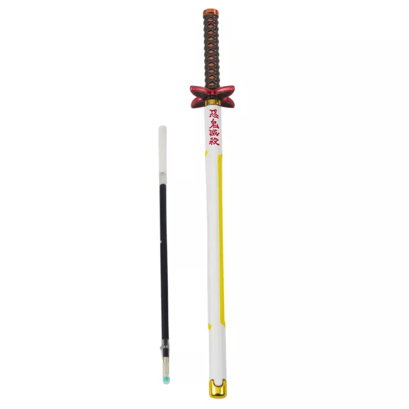 LEAN katana zwaard anime balpen metaal zwarte inkt navulbaar wit en geel