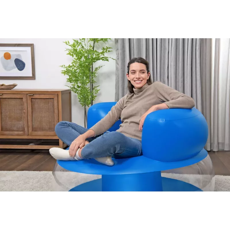 Bestway opblaasbare blauwe stoel 112 x 112 x 70 cm