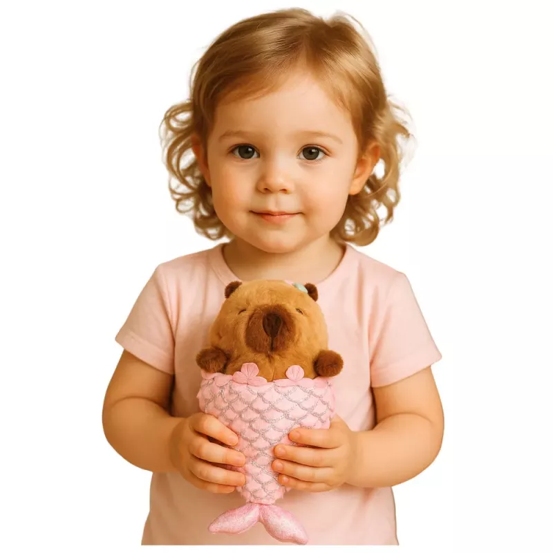 LEAN TOYS knuffel capybara zeemeermin roze 28cm