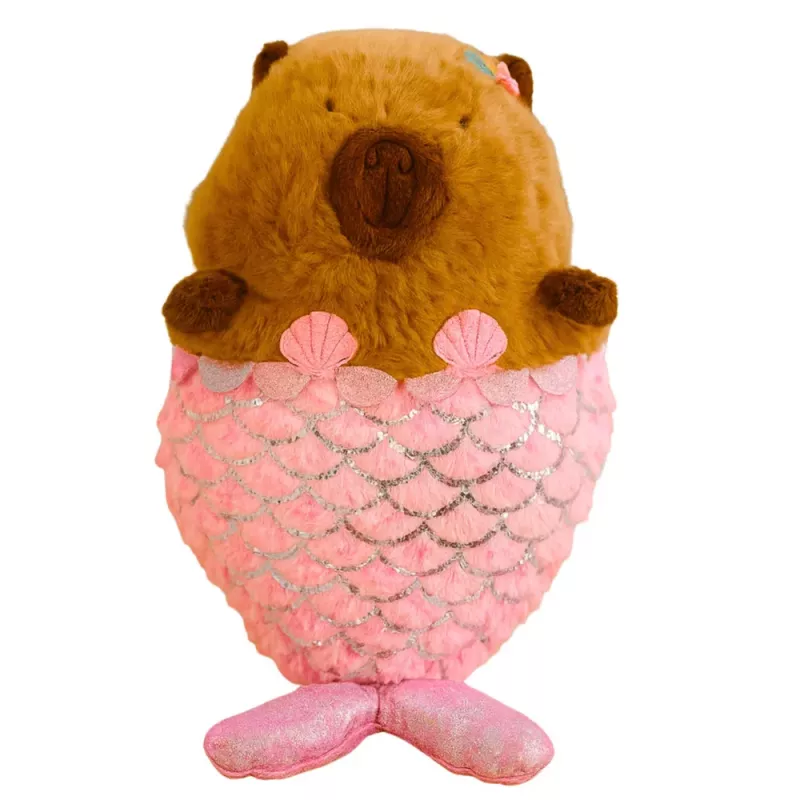 LEAN TOYS knuffel capybara zeemeermin roze 28cm