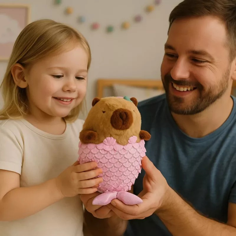 LEAN TOYS knuffel capybara zeemeermin roze 28cm