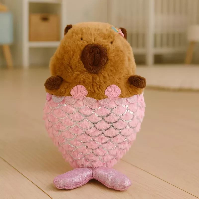 LEAN TOYS knuffel capybara zeemeermin roze 28cm