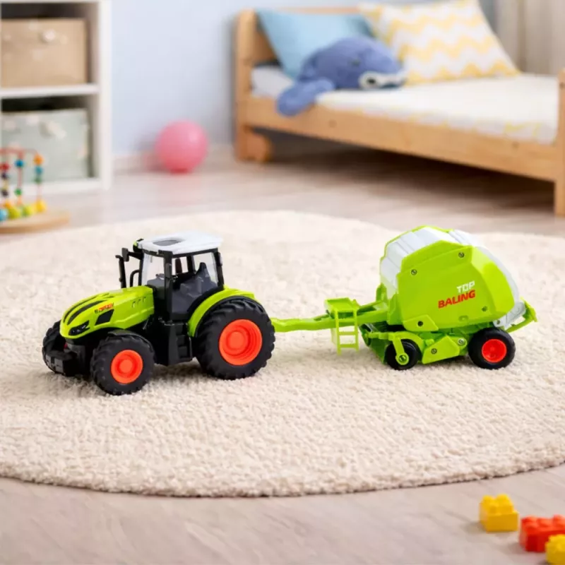 LEAN TOYS RC afstandsbediening tractor met balenpers, landbouwtractor 1:24