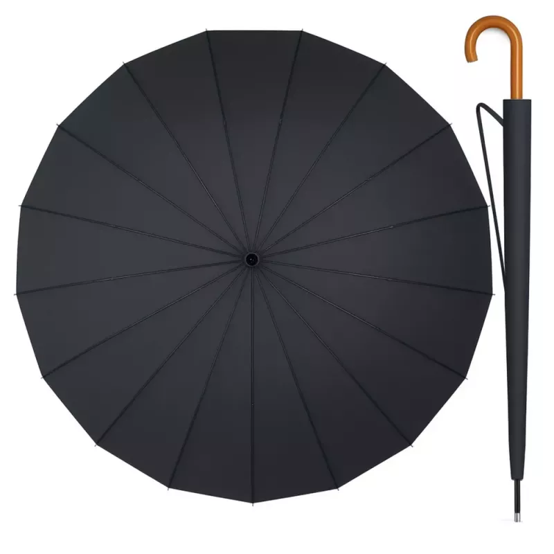 LEAN grote automatische paraplu met armbescherming 24-ribben zwart 115 cm