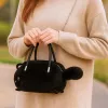 LEAN TOYS pluche kattenvormige handtas met kettinghengels, zwart