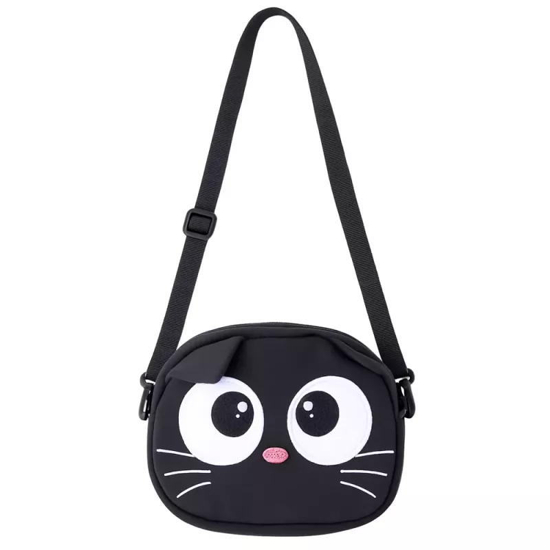 LEAN TOYS cat pouch tas met ritsvak verstelbare band zwart 21 x 16 cm