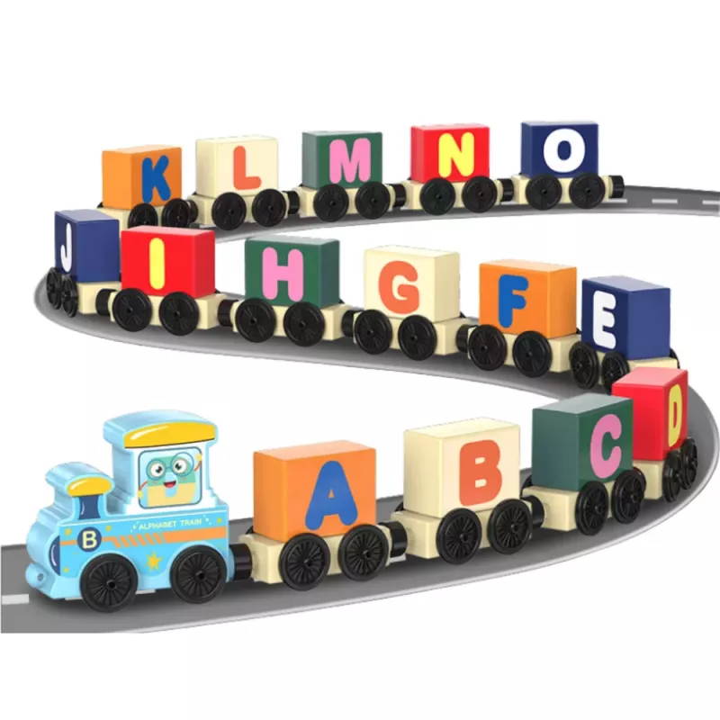 LEAN TOYS leertrein, letters, cijfers, bont, 16 delen