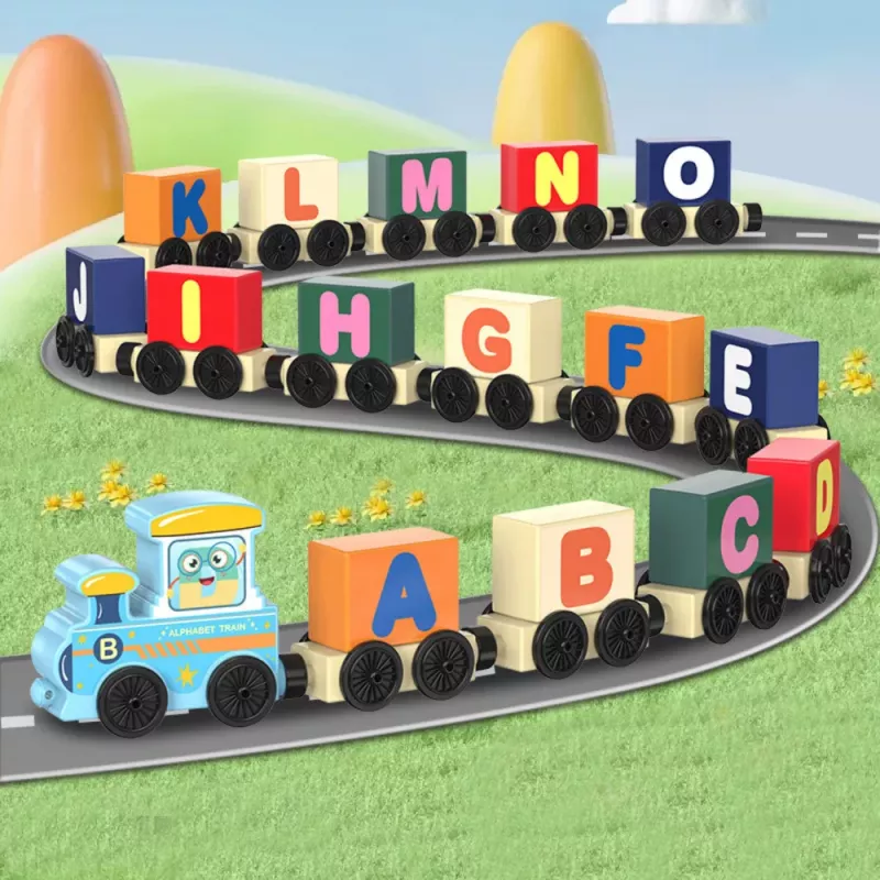 LEAN TOYS leertrein, letters, cijfers, bont, 16 delen