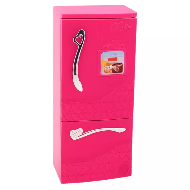 LEAN TOYS Poppenkeuken set met koelkast, fornuis en accessoires, roze