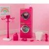 LEAN TOYS Poppen-wasset set wasmachine droger wasmand kledinghangers roze