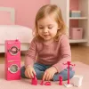 LEAN TOYS Poppen-wasset set wasmachine droger wasmand kledinghangers roze
