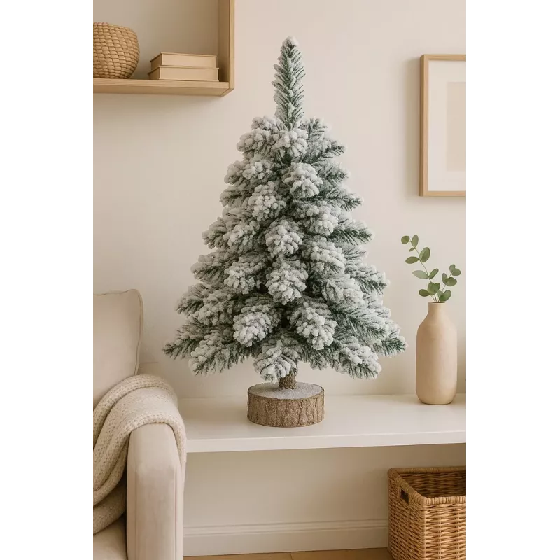 LEAN Decoratieve kunstkerstboom op stam met sneeuw, 60 x 16 cm