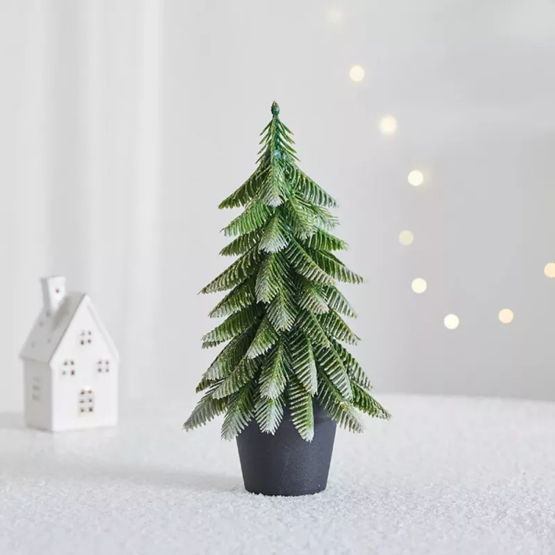 LEAN Kunstmatige decoratie-kerstboom in pot, zilver, 22x10cm