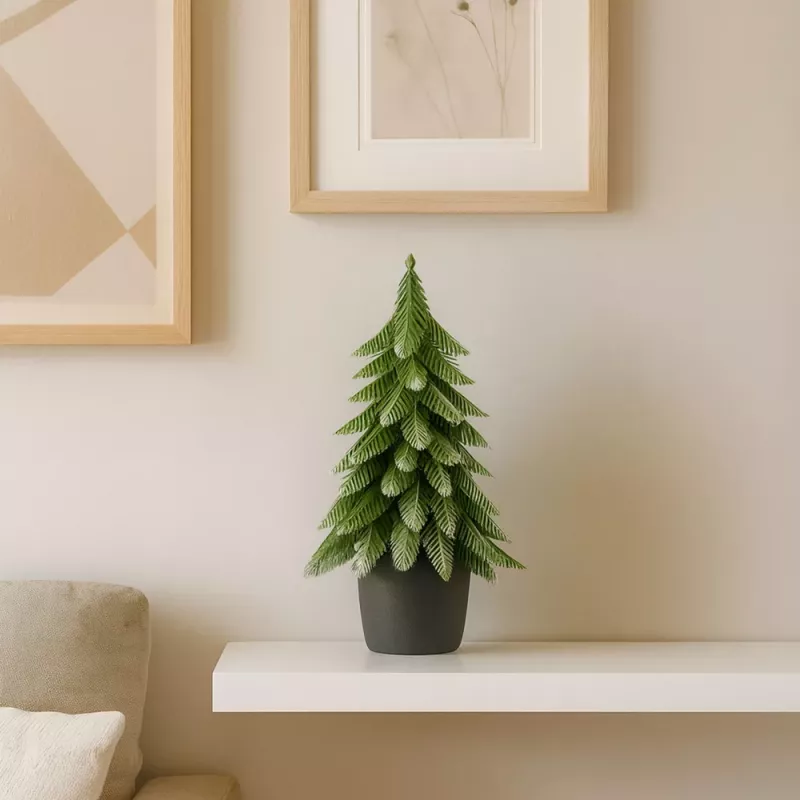 LEAN Kunstmatige decoratie-kerstboom in pot, zilver, 22x10cm