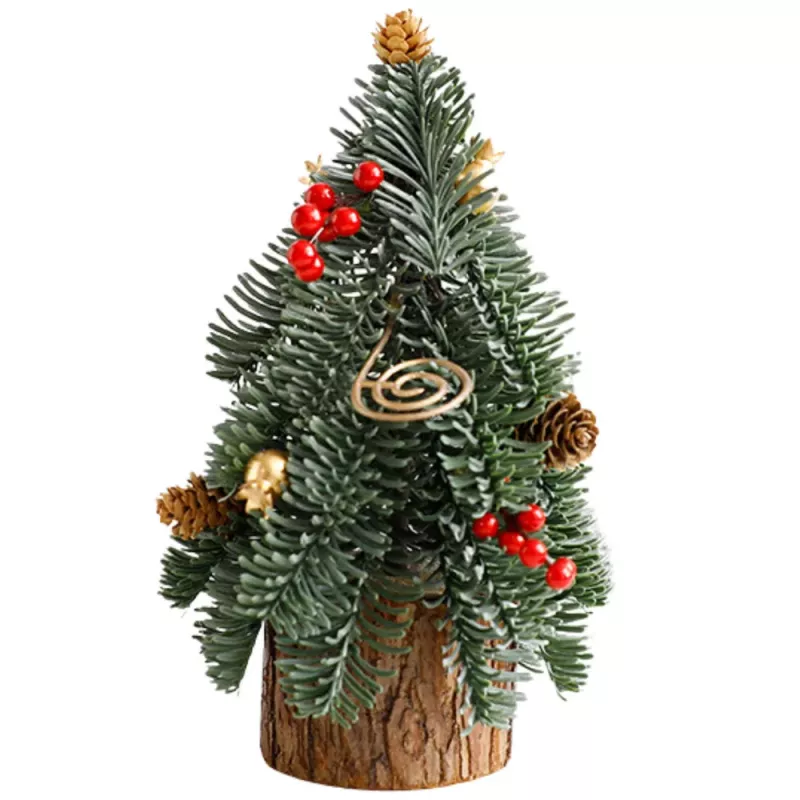 LEAN Decoratieve kerstboom op stam met rode lijsterbessen, 26 x 12 cm