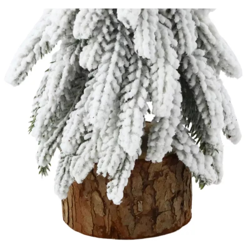 LEAN Decoratieve kunstkerstboom op met sneeuw bedekte stam, 20 x 9 cm