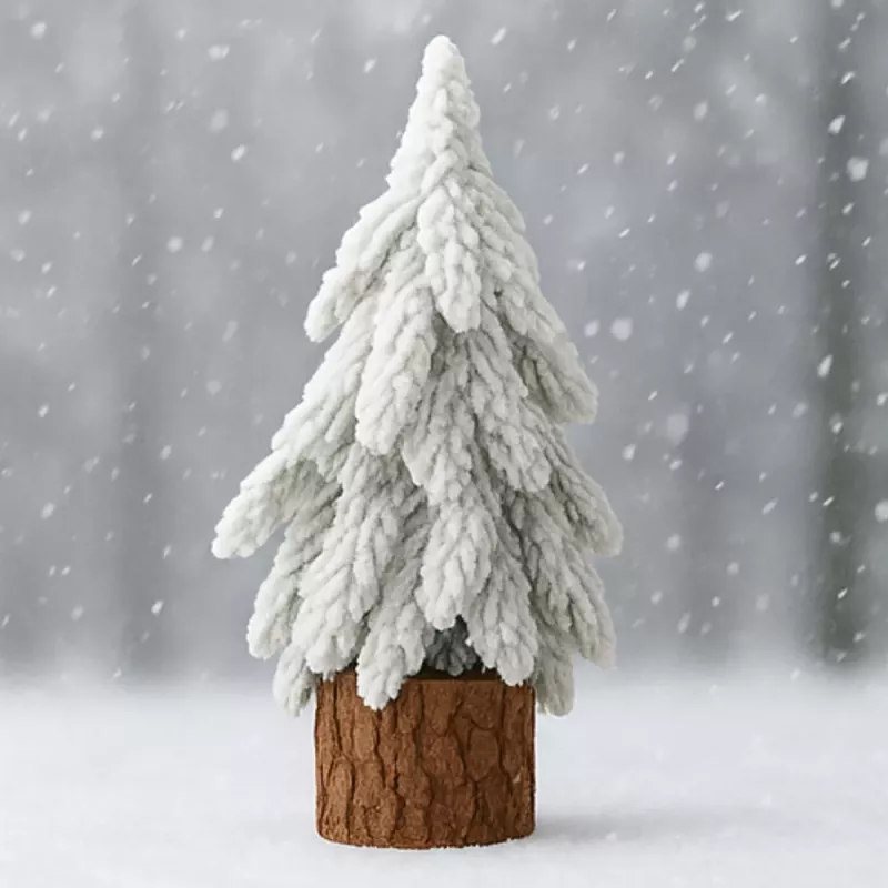 LEAN Decoratieve kunstkerstboom op stam met sneeuw, 30 x 10 cm