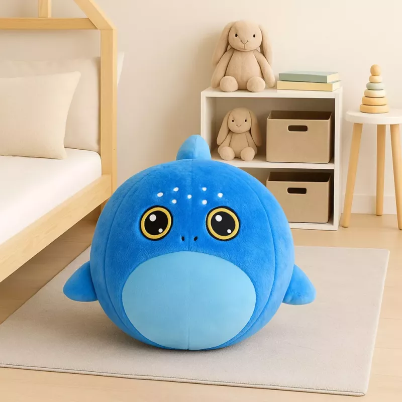LEAN TOYS Groeiende pluchen blauwe haai springbal pomp 50 cm