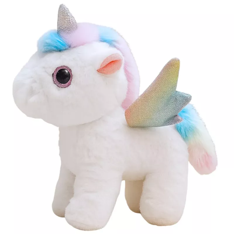 LEAN TOYS Eenhoorn pluche interactief beweegt geluiden wit 21 cm