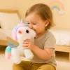 LEAN TOYS Eenhoorn pluche interactief beweegt geluiden wit 21 cm
