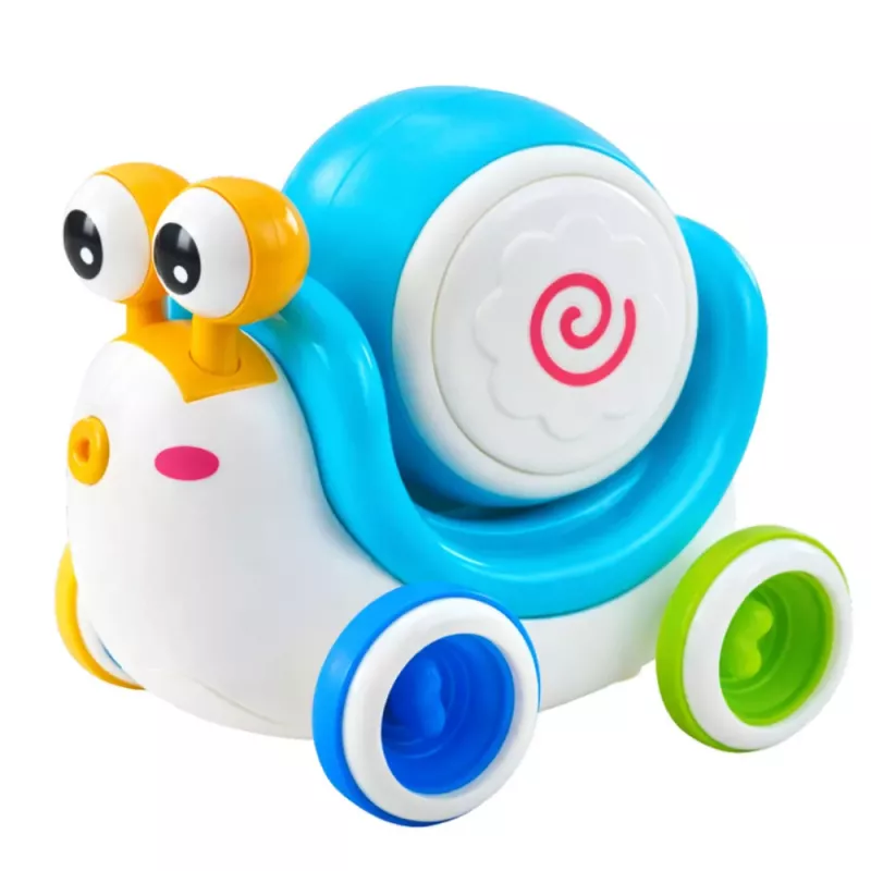 LEAN TOYS Interactieve slak-trommel om op te rijden, muzikaal, pedagogisch, blauw
