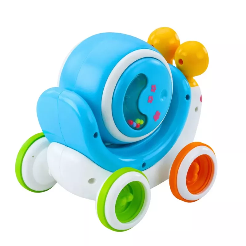 LEAN TOYS Interactieve slak-trommel om op te rijden, muzikaal, pedagogisch, blauw