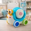 LEAN TOYS Interactieve slak-trommel om op te rijden, muzikaal, pedagogisch, blauw