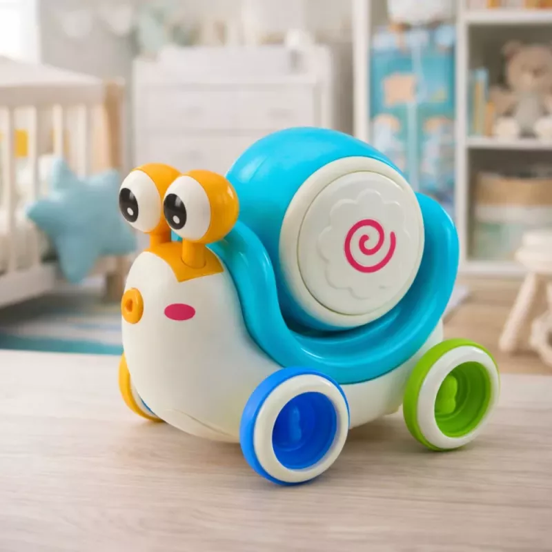 LEAN TOYS Interactieve slak-trommel om op te rijden, muzikaal, pedagogisch, blauw