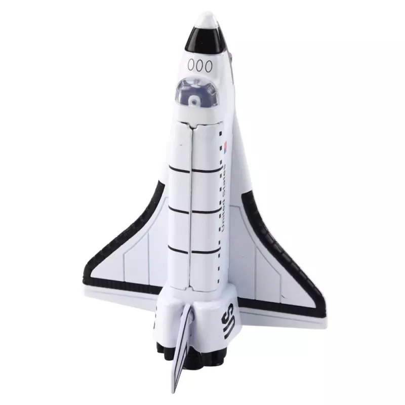 LEAN TOYS Ruimteschip metaal pull-back opening wit