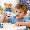 LEAN TOYS Ruimteschip metaal pull-back opening wit