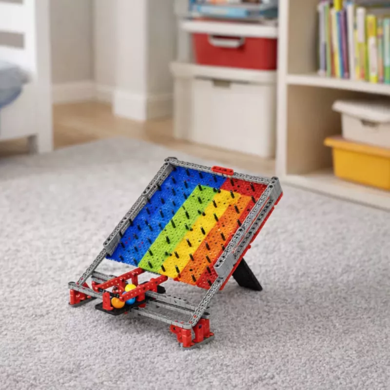 LEAN TOYS Regenboog bord blokken kogelbaan glijbaan kogelvangspel 477 stuks