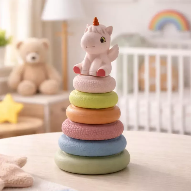 LEAN TOYS Zachte sensorische piramide eenhoorn rubber ECO kleurrijk