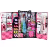 LEAN TOYS Roze kledingkast set voor poppen, kleren, schoenen, accessoires