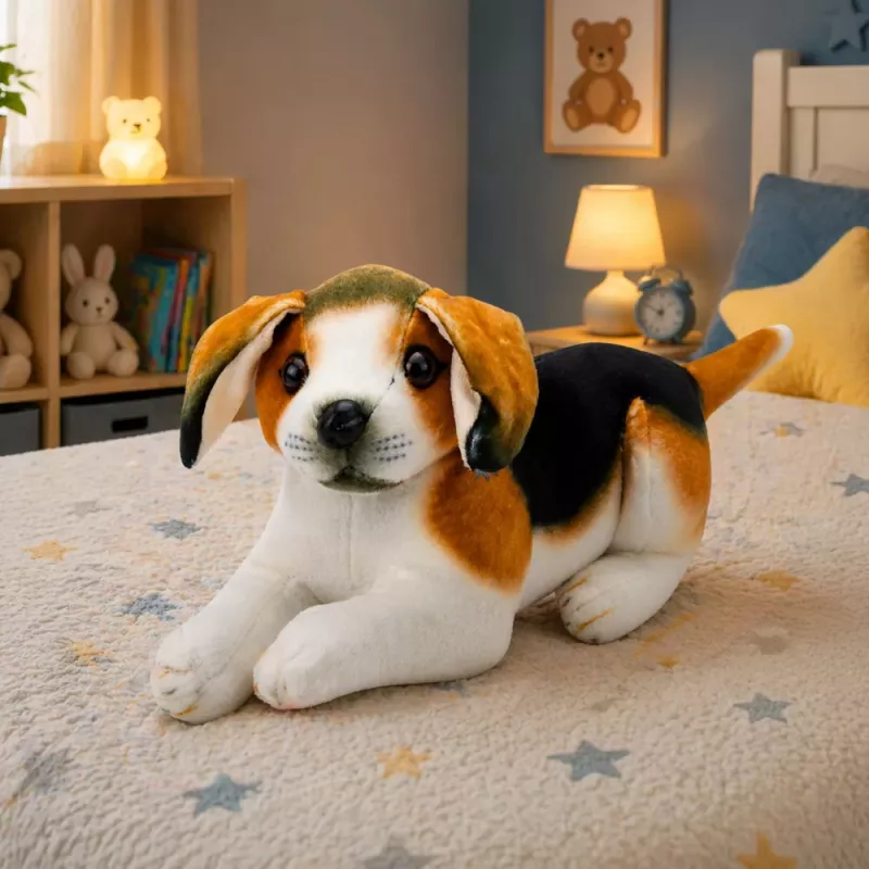 LEAN TOYS Pluche beagle hond, knuffeldier, zachte hond, 25 cm