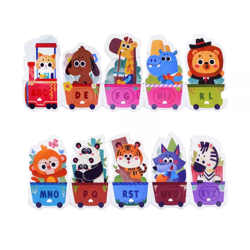 LEAN TOYS Leerpuzzel voor peuters alfabet trein met dieren 40 delen