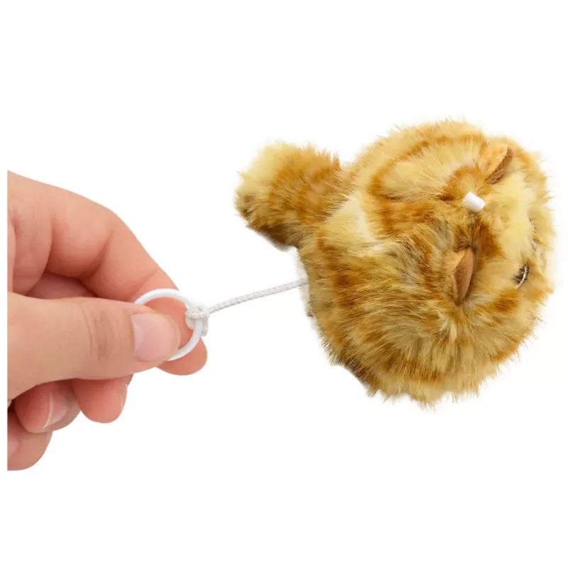 LEAN TOYS pluchen katje met wiebelstaart en piepgeluid sleutelhanger 9 cm