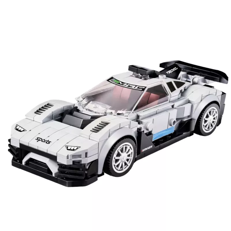 LEAN TOYS bouwstenen raceauto robot 2in1 wit 320 delen